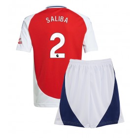 Fotbalové Dres Arsenal William Saliba #2 Dětské Domácí 2024-25 Krátký Rukáv (+ trenýrky)